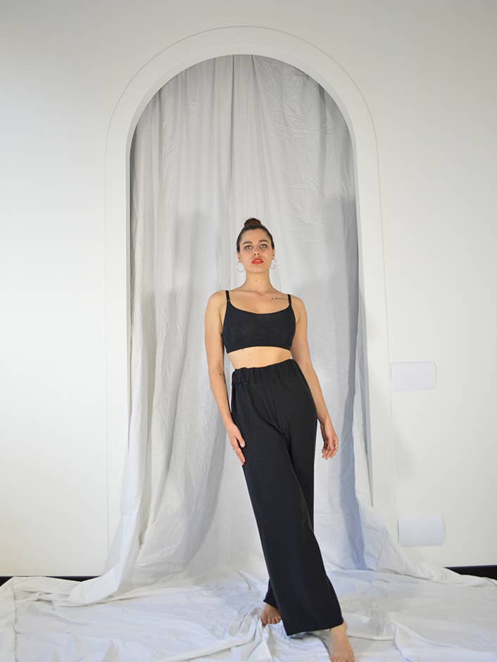 pantalone PALAZZO silk cdc black per la vendita all'ingrosso da parte di Individuals di Carlo Galli