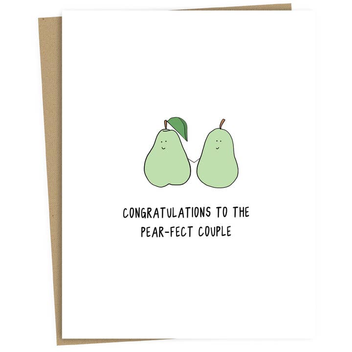 Félicitations au couple Pear-Fect | Carte de mariage pour la vente par rockdoodles