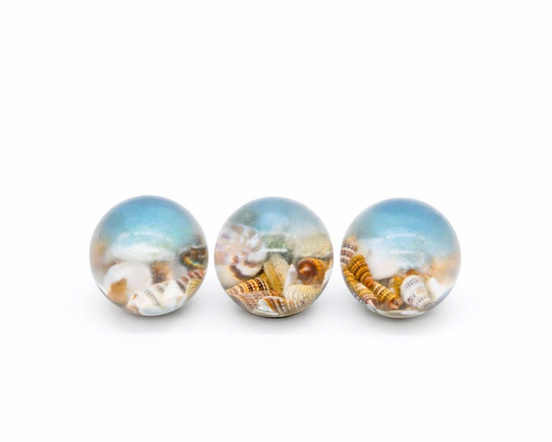 JEMS of the Sea - Wholesale Decorative Tabletop Object - Tiny Ocean Sphere-Made w/ Eco-Friendly Resin, Shells, Sand 5