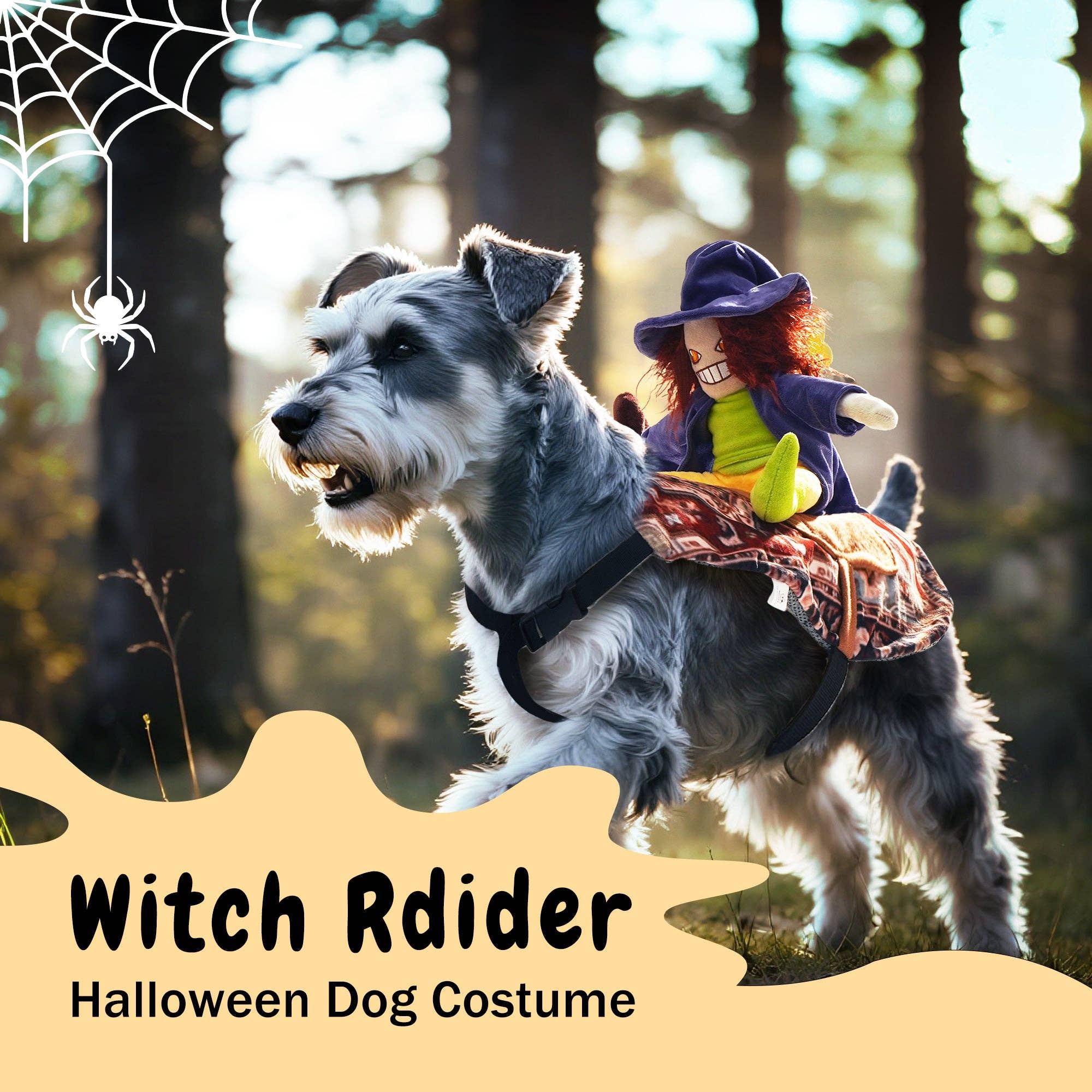 Nocciola - Wholesale Pet Costume - Dog - Witch Riding Dog Halloween Costume3