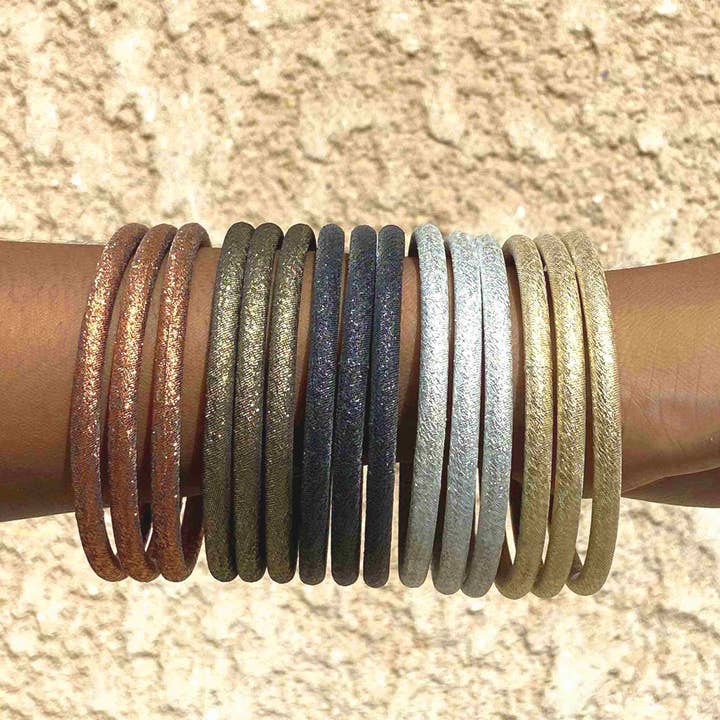 Melokane - Wholesale Bangle Bracelet - Copper-colored sparkling fabric bangle bracelet6