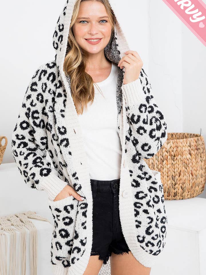 Sweet Lovely by Jen - Wholesale Cardigan - Women's - PLUS SIZE LEOPARD SUPER SOFT SWEATER KNIT CARDIGAN 7