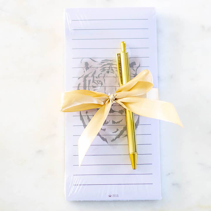 The Royal Standard - Wholesale Notepad - Tiger Notepad Gift Set White/Gold 4x8.5