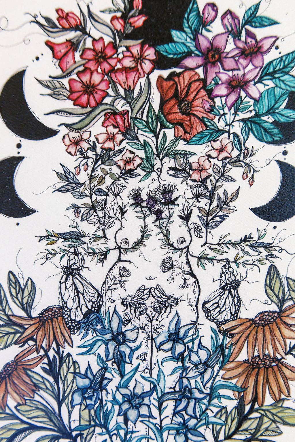 Marcy Ellis – Großhandel Kunstdruck – Erwachen, Feminine Botanische Kunst Druck, Wanddekoration2