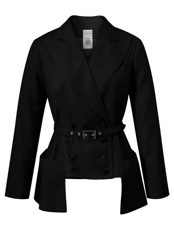 Blazer Chic Star en laine avec poche à pépins en rose 072624 pour la vente par CHIC STAR