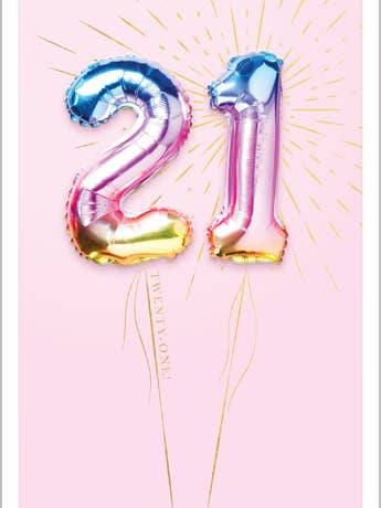 Age 21 Balloons for wholesale by Abacus Cards and Clare Maddicott Publications