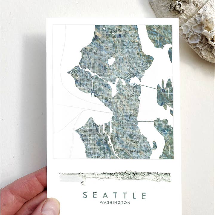 SEATTLE Washington Cascades Map - Standard Postcard for wholesale by Turn-of-the-Centuries