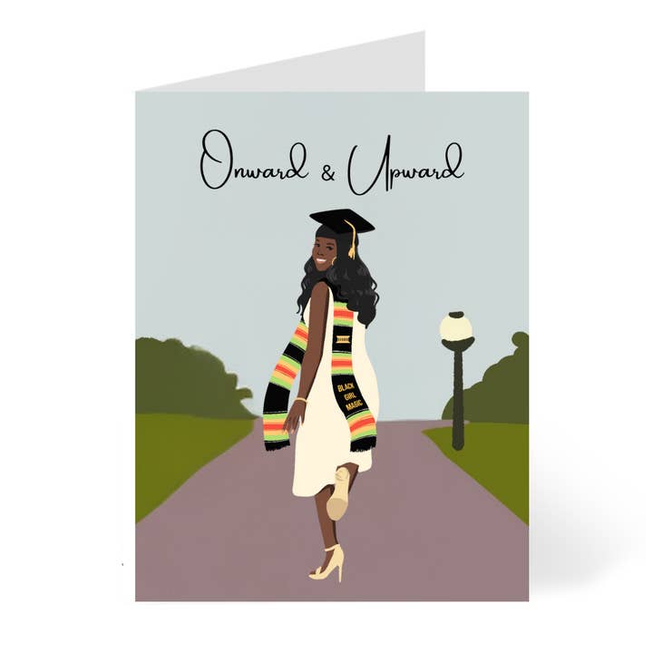 Framåt och uppåt Grattis Grad | Black Graduate | för wholesale av CheerNotes Greeting Cards & Stationery