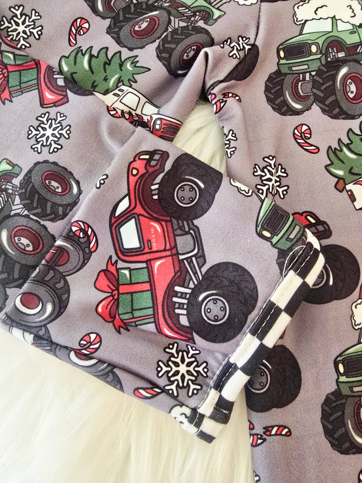 Rufflеѕ & Bоwtіеѕ - Affordable Boys & Girls Clothing - Wholesale Sleepsuit - Baby - Baby Christmas 2025 Pajamas Zippie Sleepers - Monster Truck5