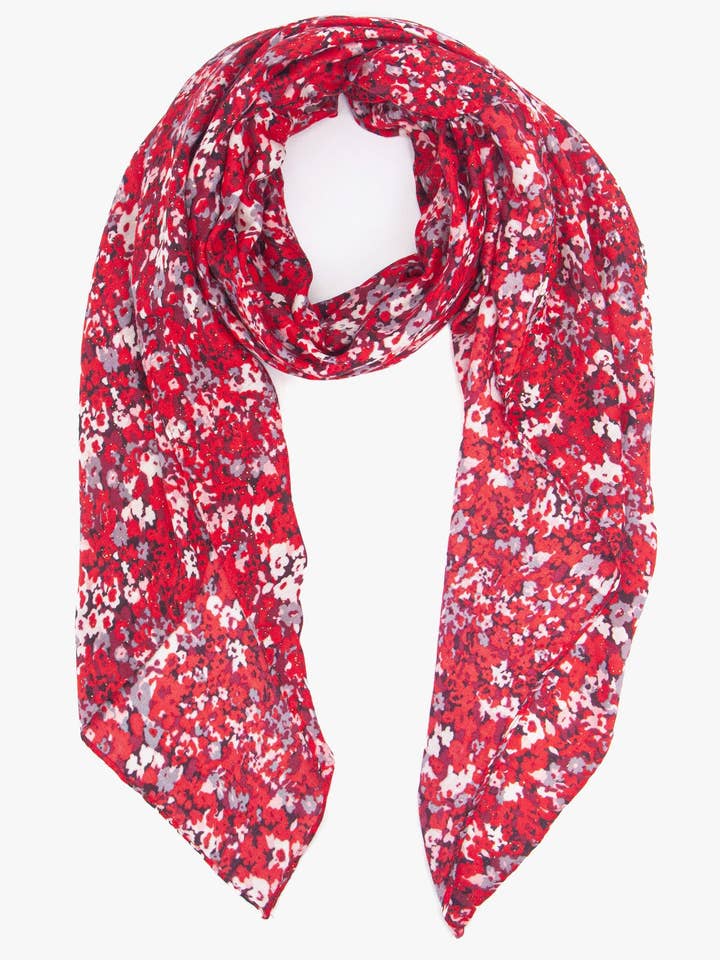 Lenço Leve Meera - Vermelho, Floral por atacado de Sarta Accessories