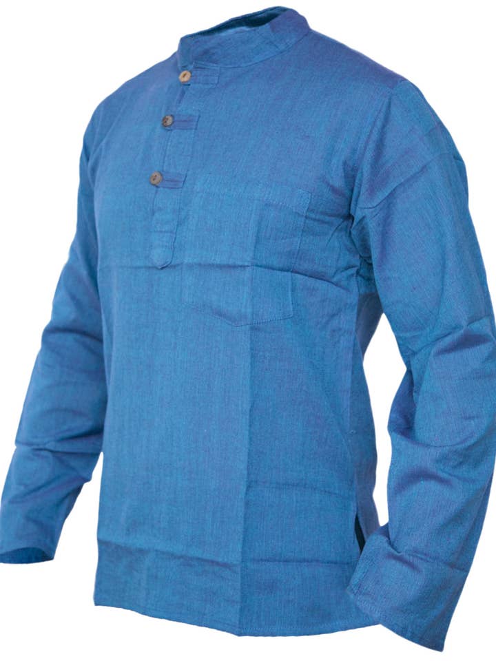 Gheri – wholesale Shirt – Unisex – Plain Cotton Lightweight Long Sleeve Grandad Shirt5