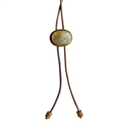 Aspen Bolo Tie - Oval, Brass, Mother of Pearl - Light for wholesale by HomArt
