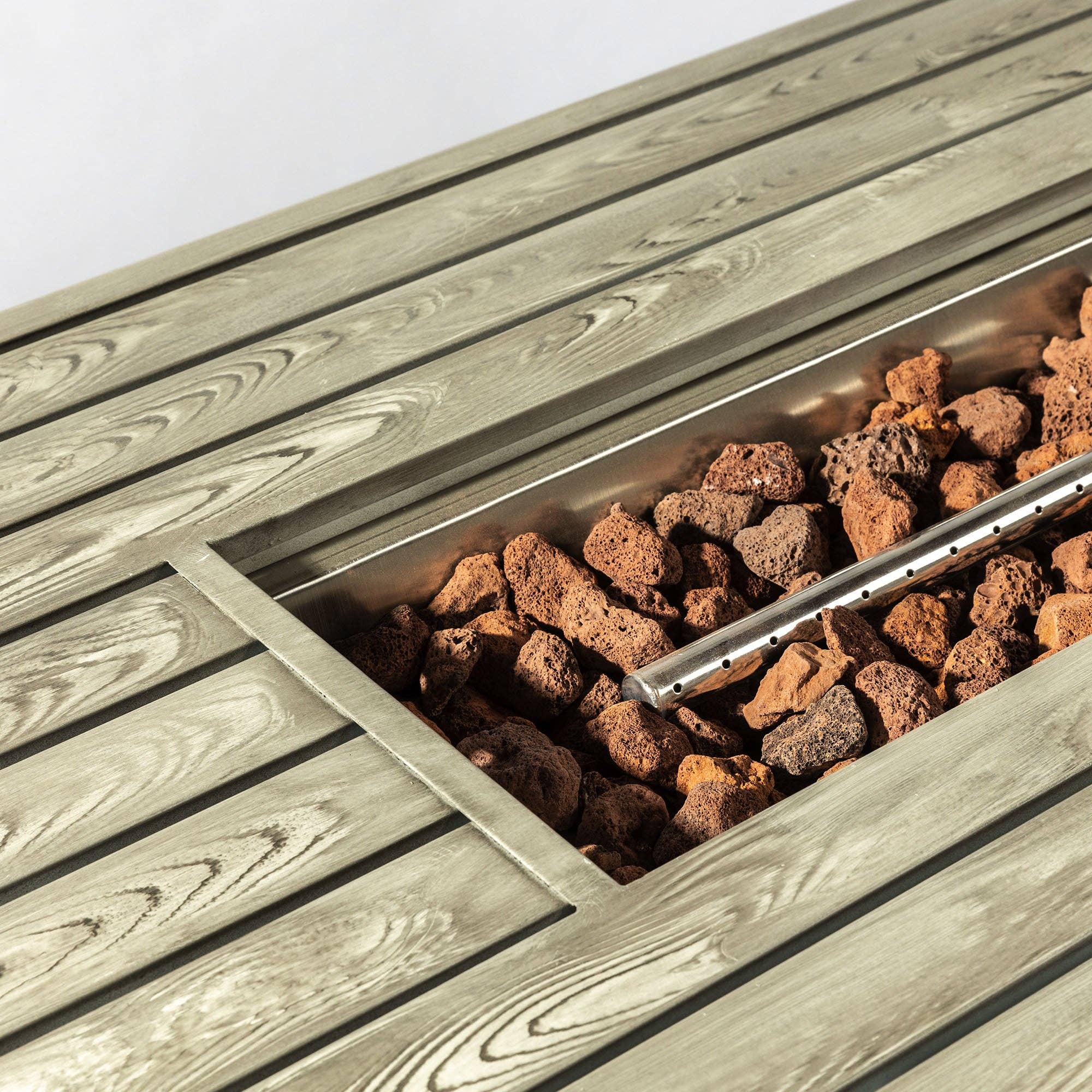 Orange County Decor - Wholesale Fire Pit - 54Inch Outdoor Fire Table Steel Fire Pit Table With Wood Grain Surface Light Beige Steel2