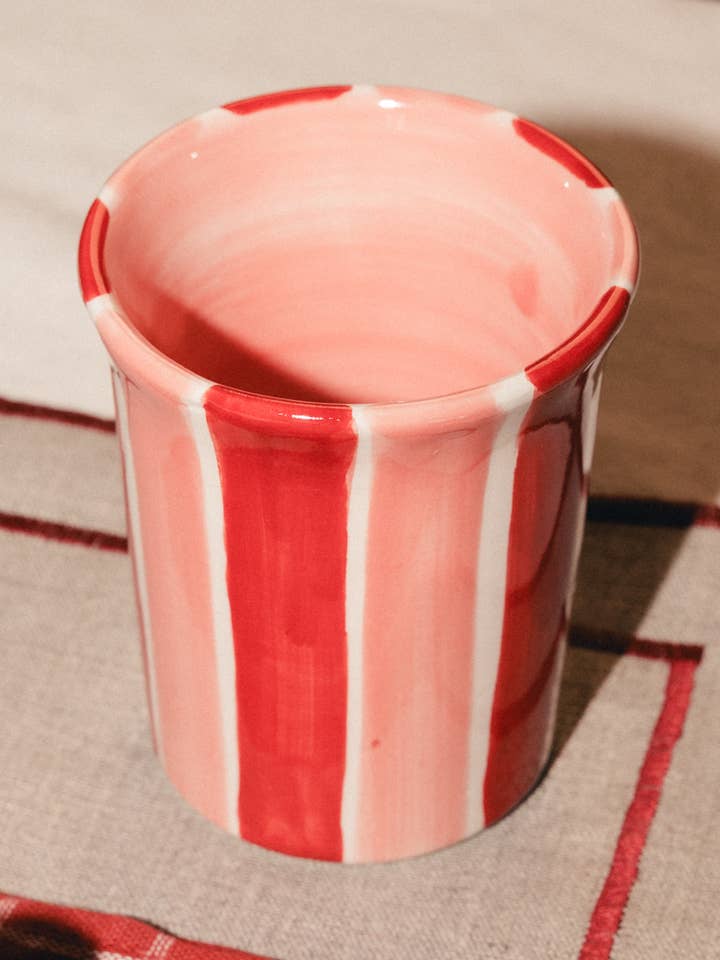 Caneca de Cerâmica Artesanal Coração Listras 250ml por atacado de Alfar Tierra Cocida