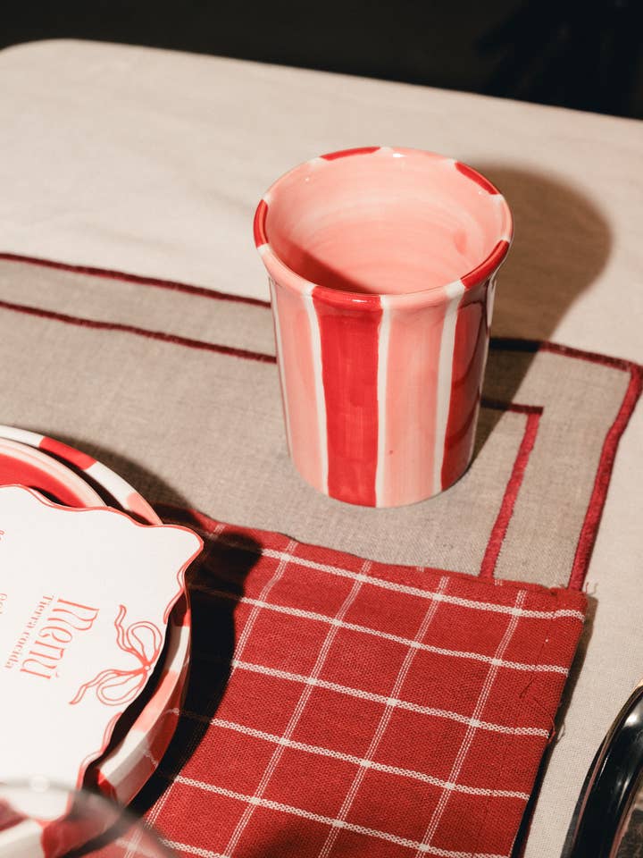 Håndlavet Keramikkrus Sweetheart - Stribet Keramikkop 250ml for engroshandel hos Alfar Tierra Cocida