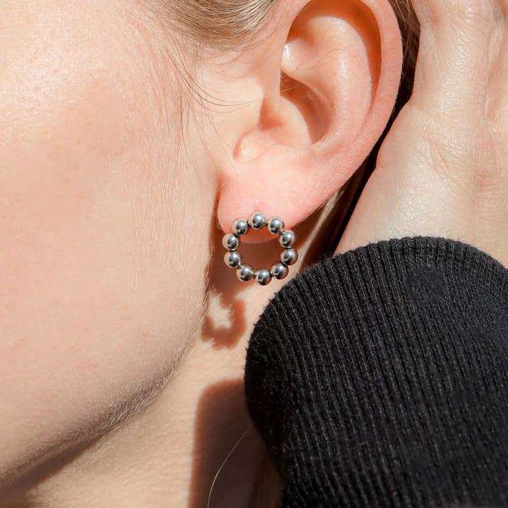 WJW - Wholesale Stud/Post Earrings - 15mm 18K Gold PVD Stainless Steel Circle Ball Stud Earrings