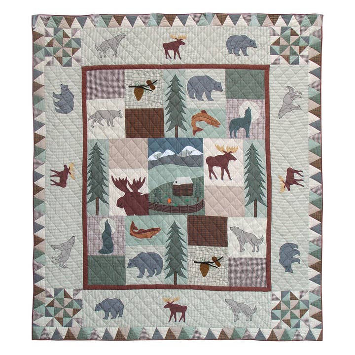 Mountain Whispers Queen Duvet Cover 88"W x 98"L | Handmade for wholesale by Patch Magic