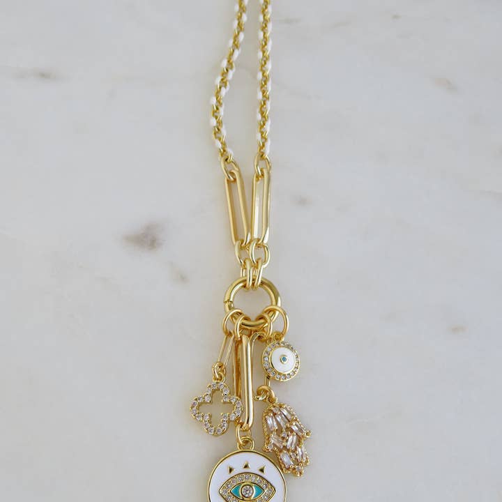 Boutique Suarez Co. - Wholesale Pendant/Charm Necklace - Blanc Charm Holder Necklace - Clicker Clasp - add charms3