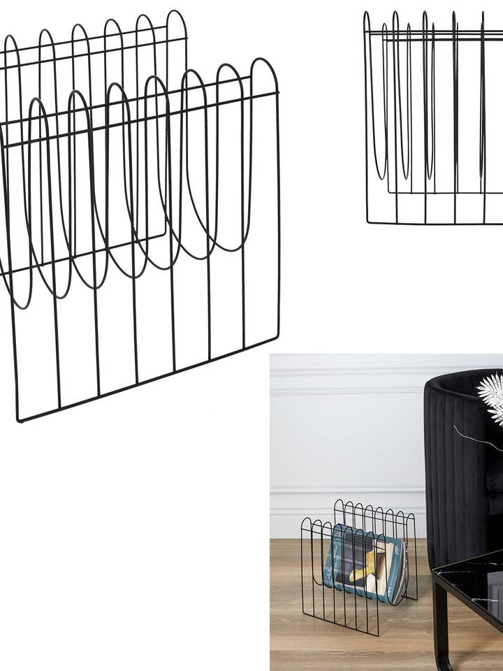 Porta-revistas preto de arame por atacado de Sfeerpunt