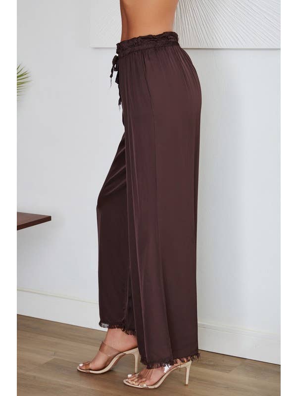 VENTI6 - Vendita all'ingrosso Pantalone - Donna - PANTALONI A GAMBA LARGA CON ORLO A FRANGE IN SETA ITALIANA (6109)4