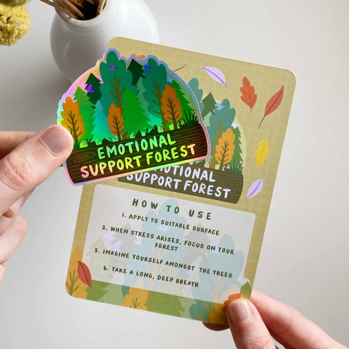 Sentient Stories - Wholesale Sticker - Holographic Sticker Card - Emotional Support Forest1