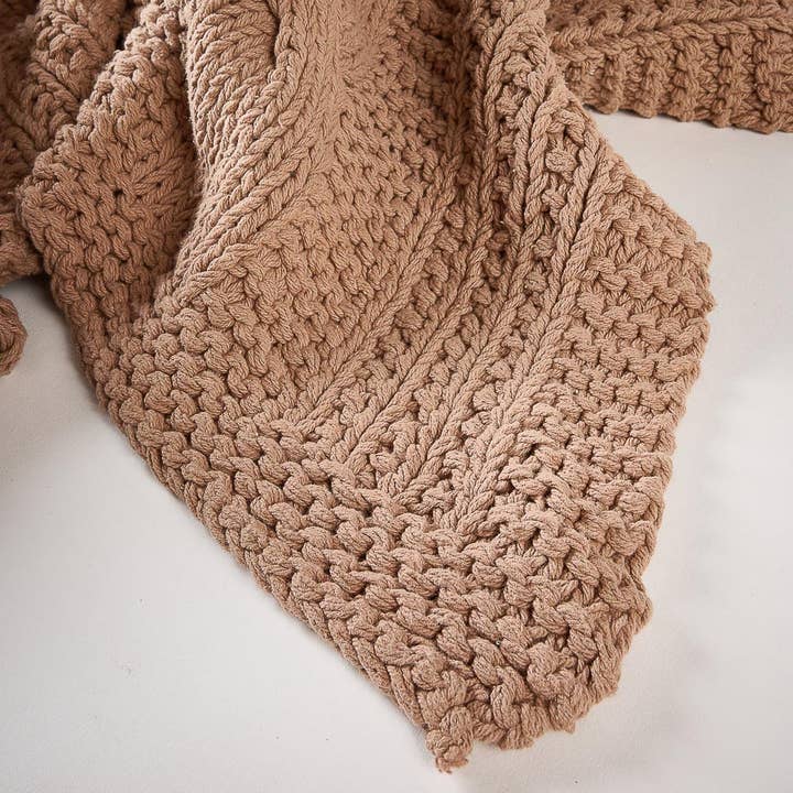 Heirloom Hand Knitted Throw - Clay for wholesale on Faire