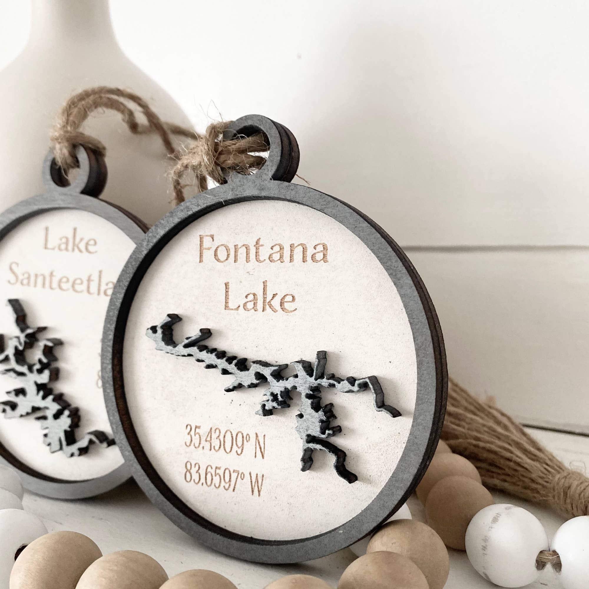 Pine Designs - Wholesale Ornament - Ornament - "Any" Lake Map Wood Ornament or Gift Tag2
