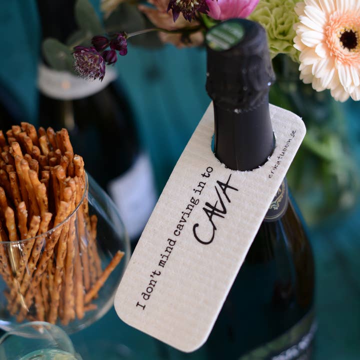 bottle hanger/gift card CAVA for wholesale by erika tubbin