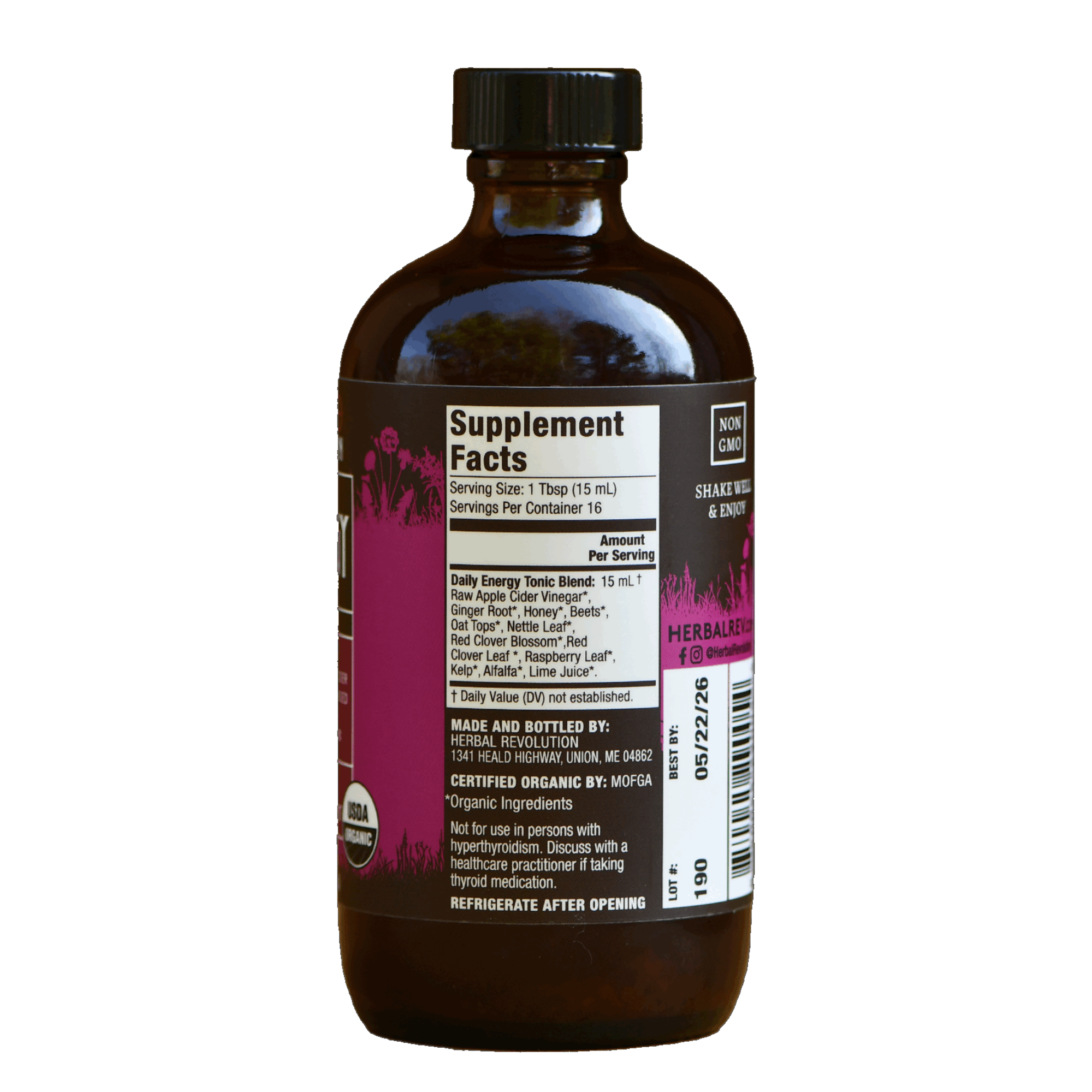 Herbal Revolution Farm + Apothecary - Wholesale Wellness Juice/Tonic - Energy Tonic: Raw ACV w/Mother, Beets, Daily Energy Support 2