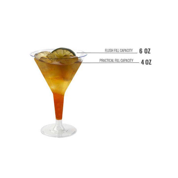 Smarty had a Party - Wholesale Cocktail/Liquor Glass - 6 oz. Clear Plastic Martini Glasses - 192 pcs