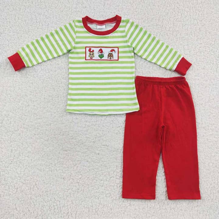 Aier Wholesale - Wholesale Top & Pant Set - Kids - Baby Boys Christmas Frogs Pants Clothes Sets