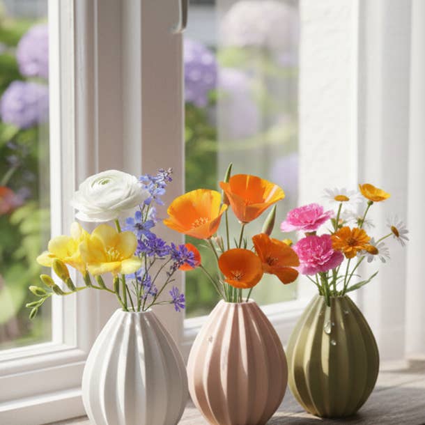 De Petite Geribbelde Knop Mini Vaas | Moderne Levendige Woondecoratie voor wholesale door Eli.C Studio