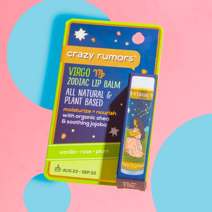 All Natural, Vegan Zodiac Virgo Earth Blend Lip Balm Card for wholesale by Crazy Rumors