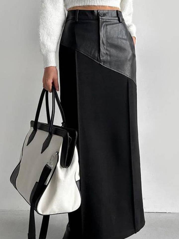 Jupe longue asymétrique à taille haute pour la vente par Mccolin