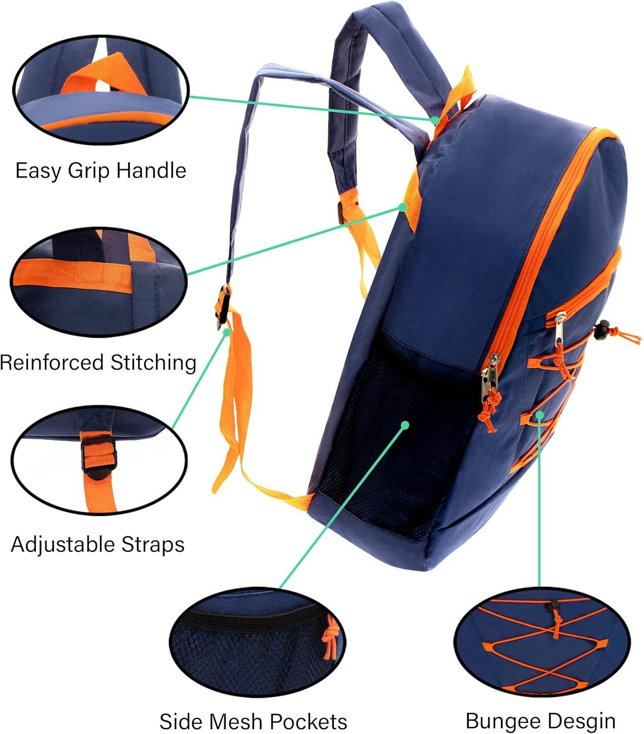 UTN LLC – wholesale Ryggsäck - Barn – Bungee Ryggsäckar – 24-pack, 17", 8 färger, Skolparti1