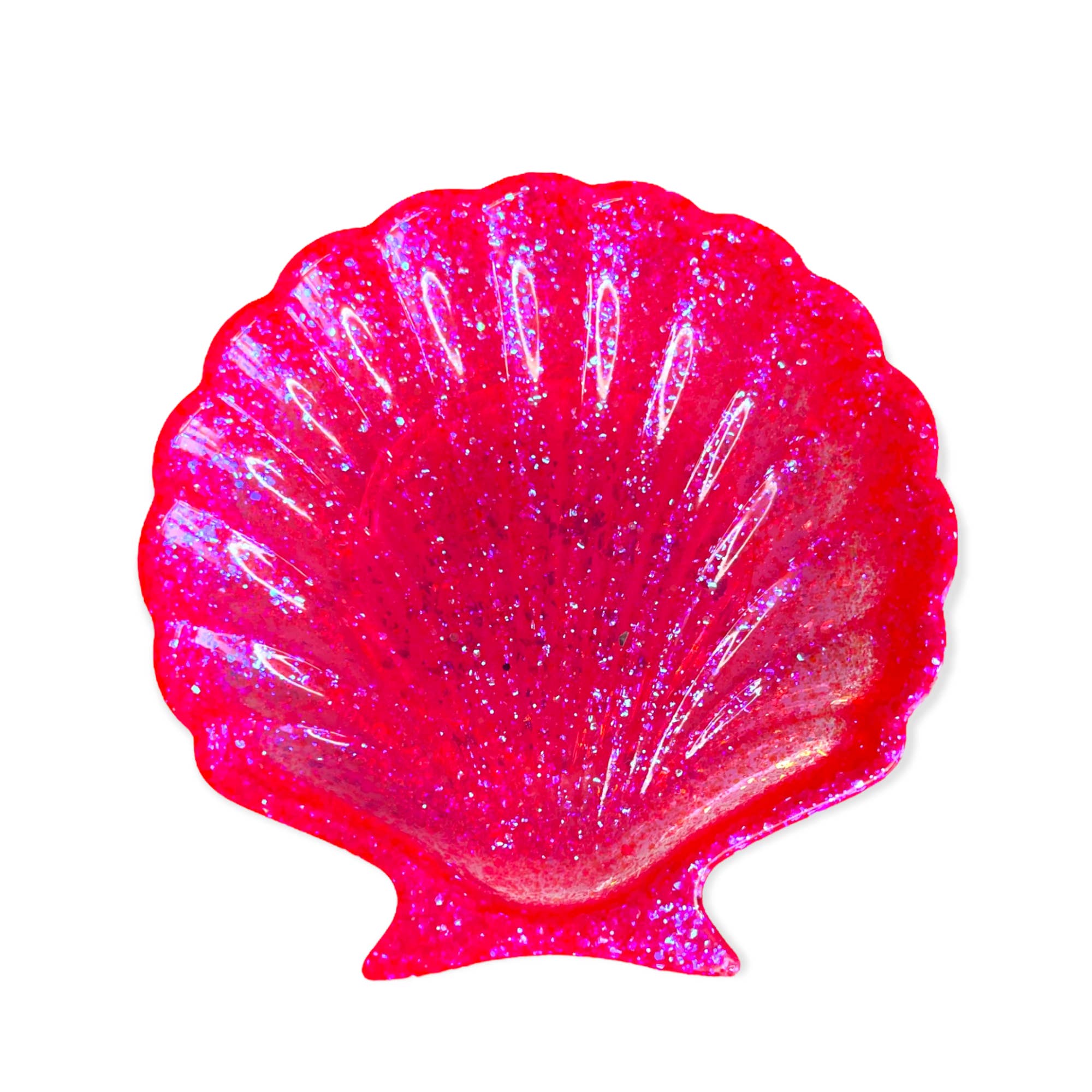 Somin - Wholesale Jewelry Dish - Decorative glitter Seashell Plate - neon pink