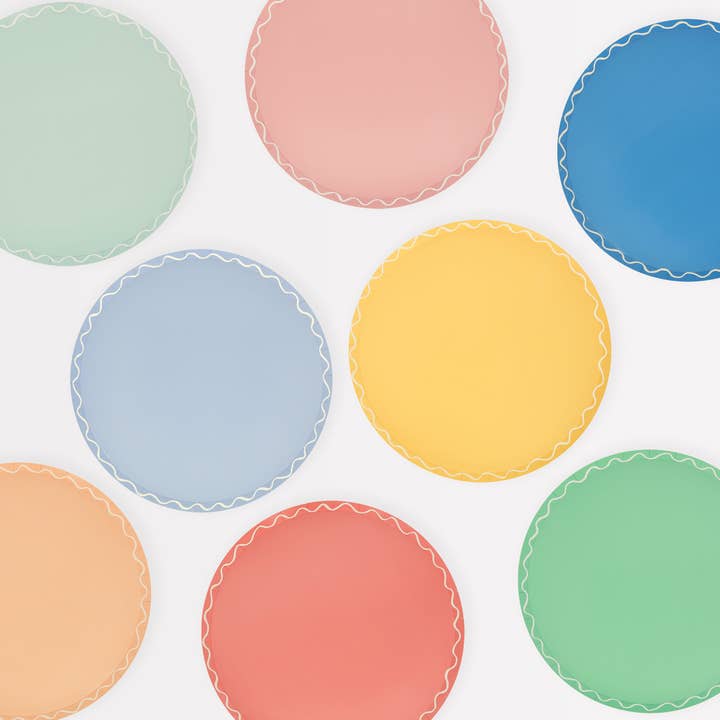 Meri Meri – wholesale Disposable plate – Mixed Wavy Line Side Plates