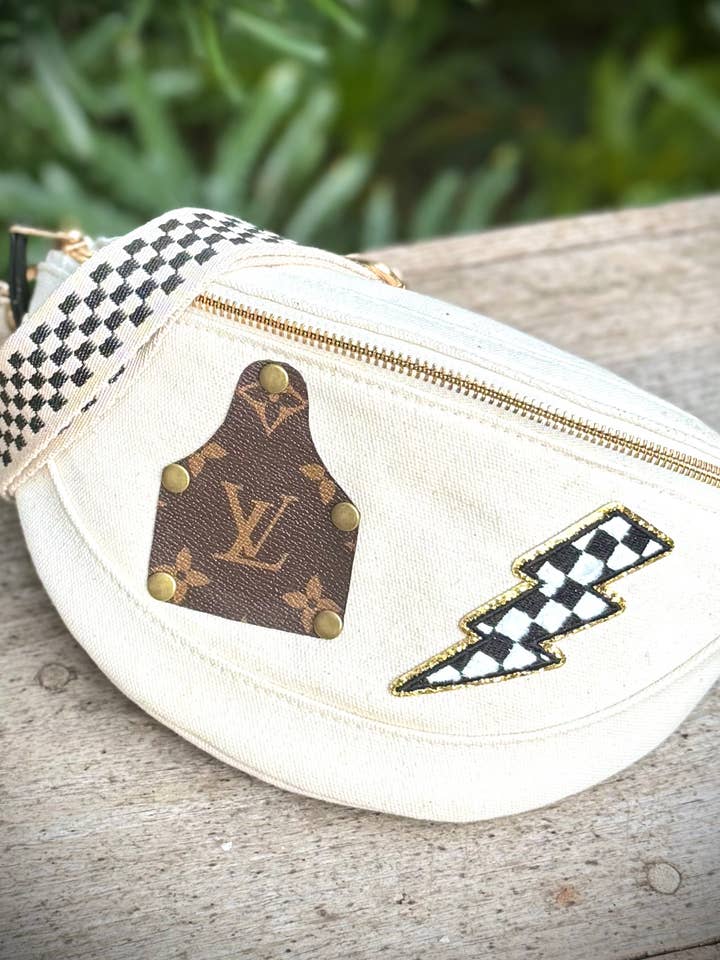 Upcycled LV Canvas Bum Bag Fanny Pack Sling Handbag for wholesale by Southern Junkie Gypsy Boutique