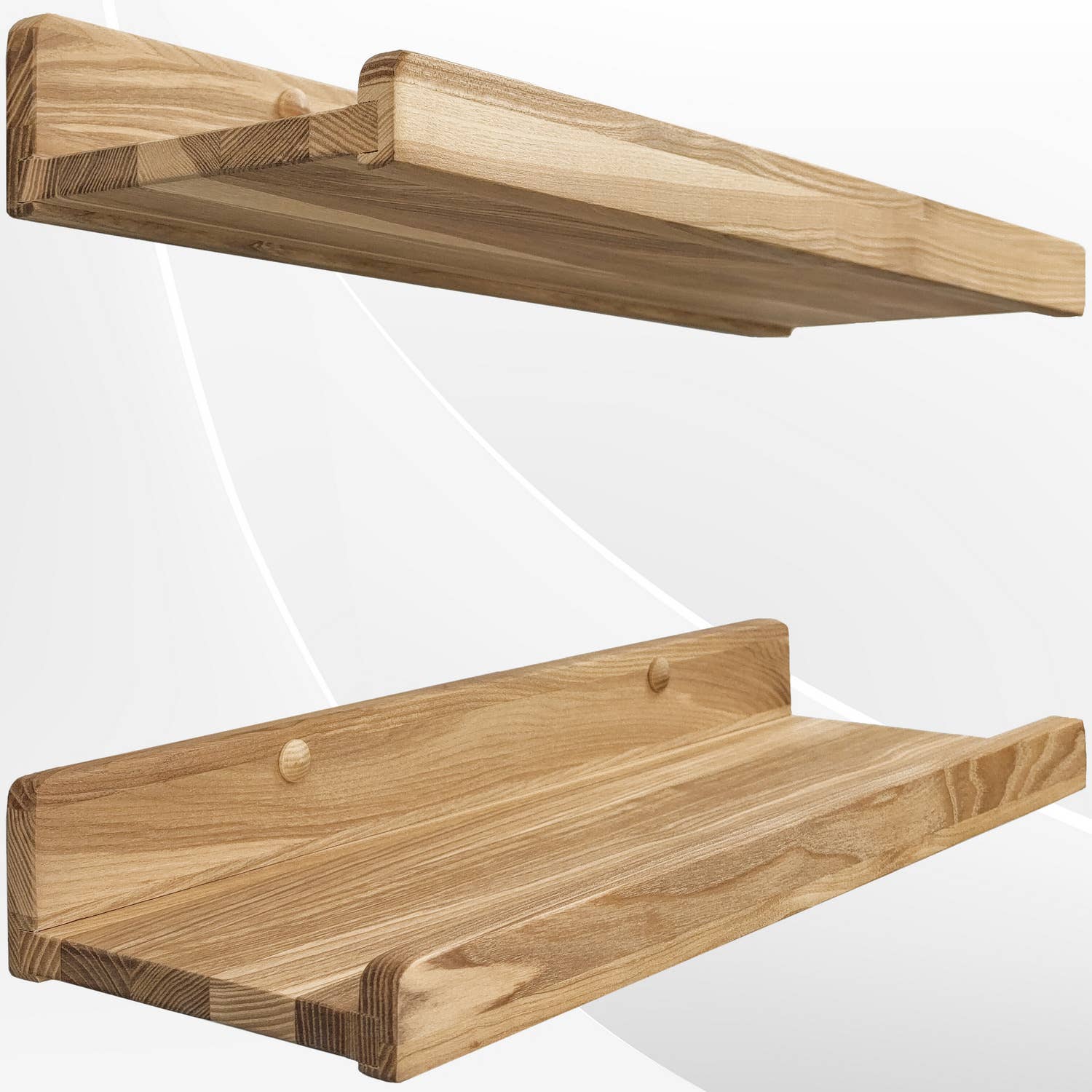 Wood Wedge - Vente Étagères murales - Étagère murale flottante en bois avec rebord, étagère d'exposition 40 cm9