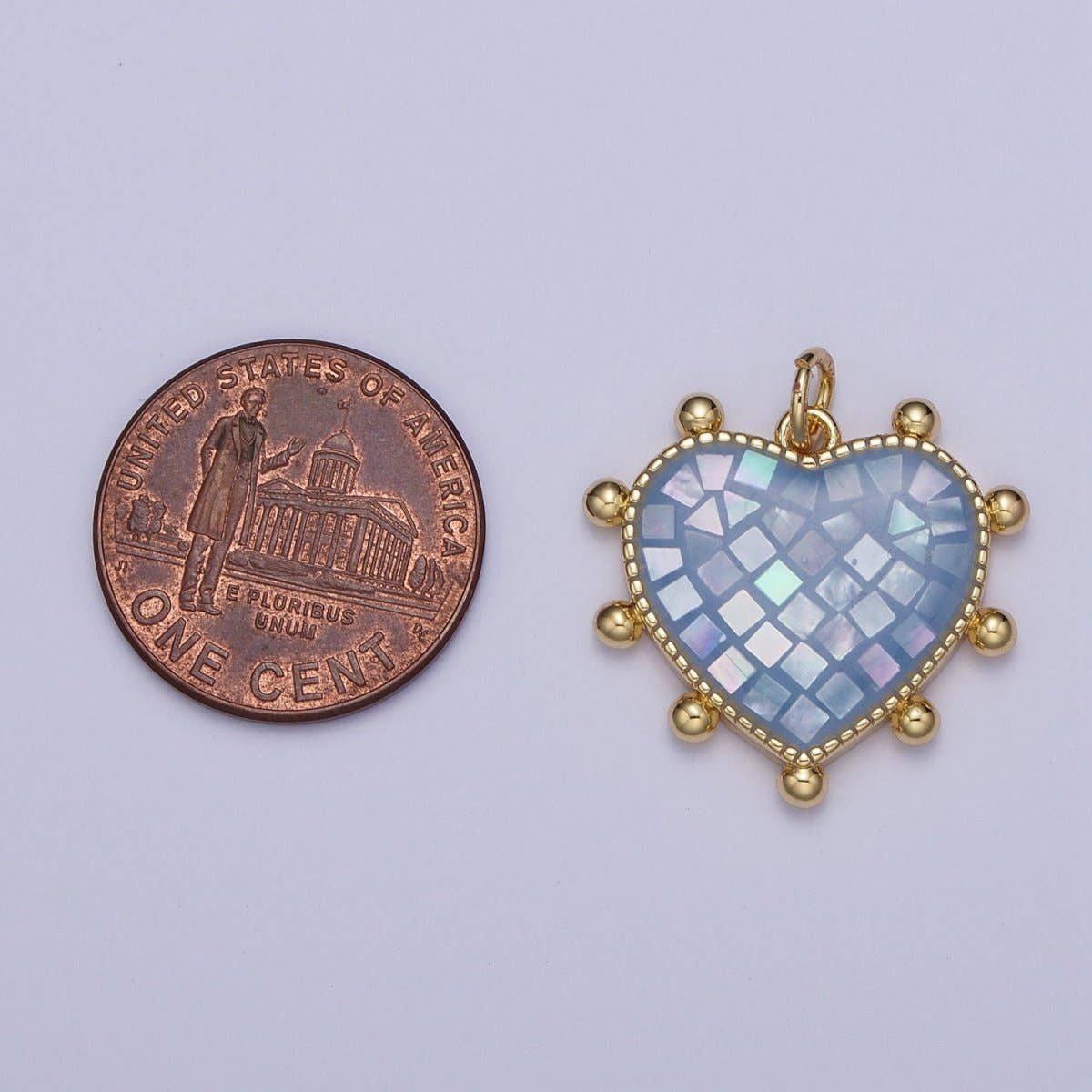 Aim Eternal - Wholesale Individual Charm/Pendant - Purple, White, Pink, Teal, Green, Blue Shell Opal Beaded Heart Love Charm For Jewelry Making AG062 - AG0677