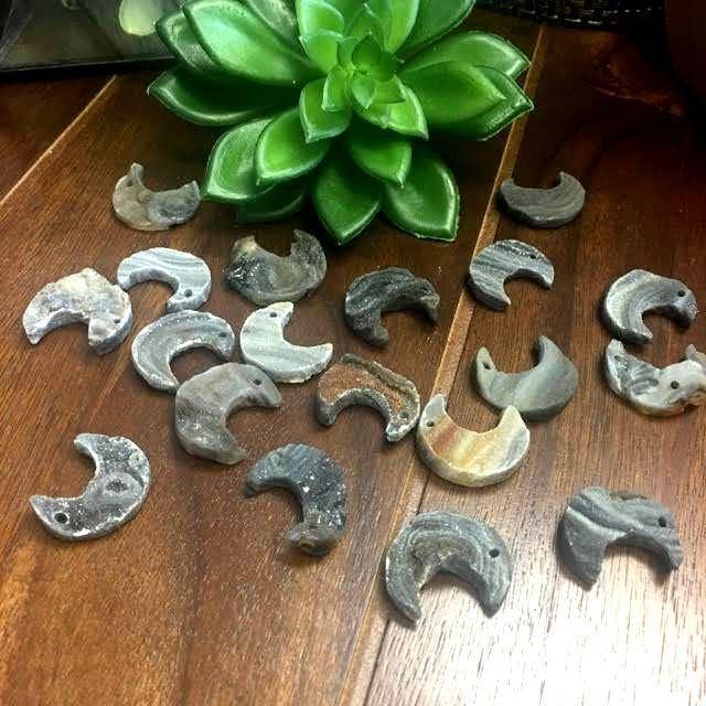 Rock Paradise - Wholesale Spiritual Stone/Crystal - Crystal Raw Chalcedony Moon Crescent Drilled Bead5