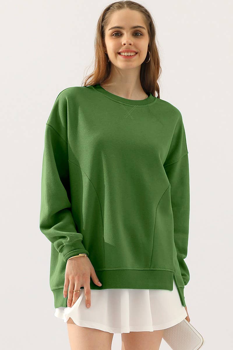 NINEXIS - Wholesale Sweatshirt - Women's - CWTTL905_LONG SLEEVE ROUND NECK CUT HEM SWEATSHIRT9