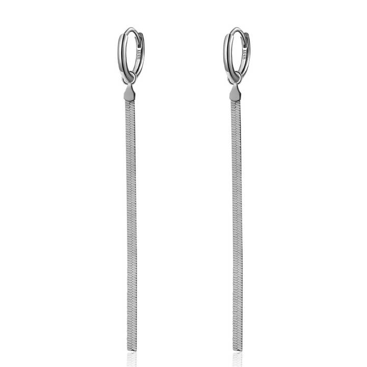 Hoop Örhänge 13 mm - kedja 70mm - rodium-plated silver för wholesale av Buganto