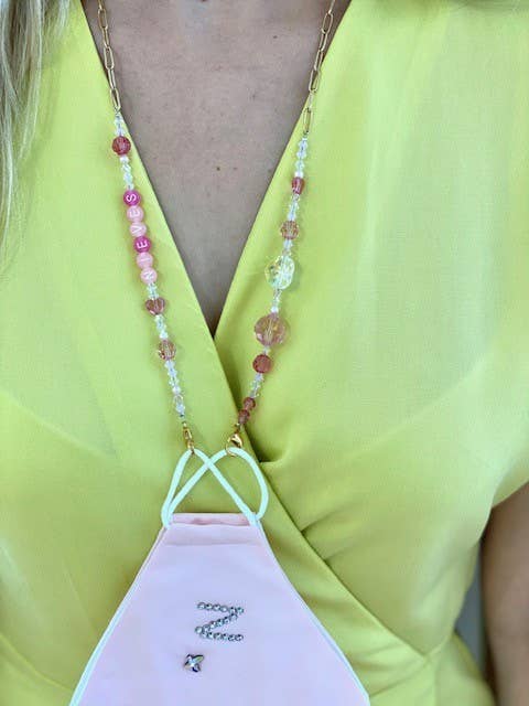 Cuelga mascarilla Swarovski rosa para venta al por mayor de Cucadas de Ana