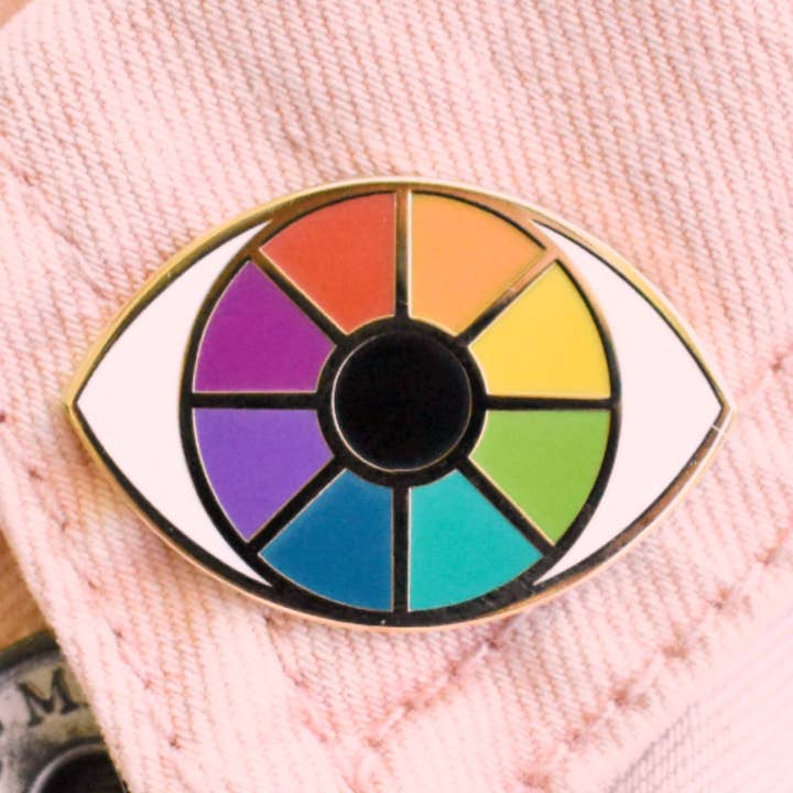 Rainbow Eye Enamel Pin for wholesale by Raspberry Cloud Studio