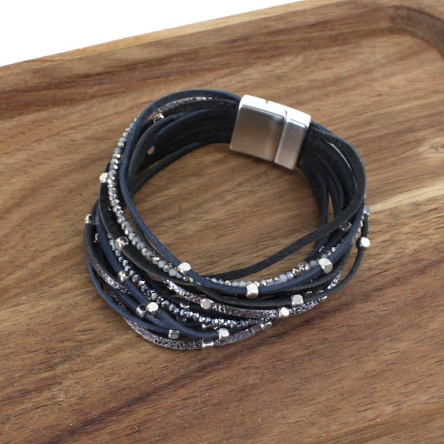 Pretty Persuasions - Wholesale Bangle Bracelet - B25241 Multi-String Magnetic Closure Leather Bracelet2