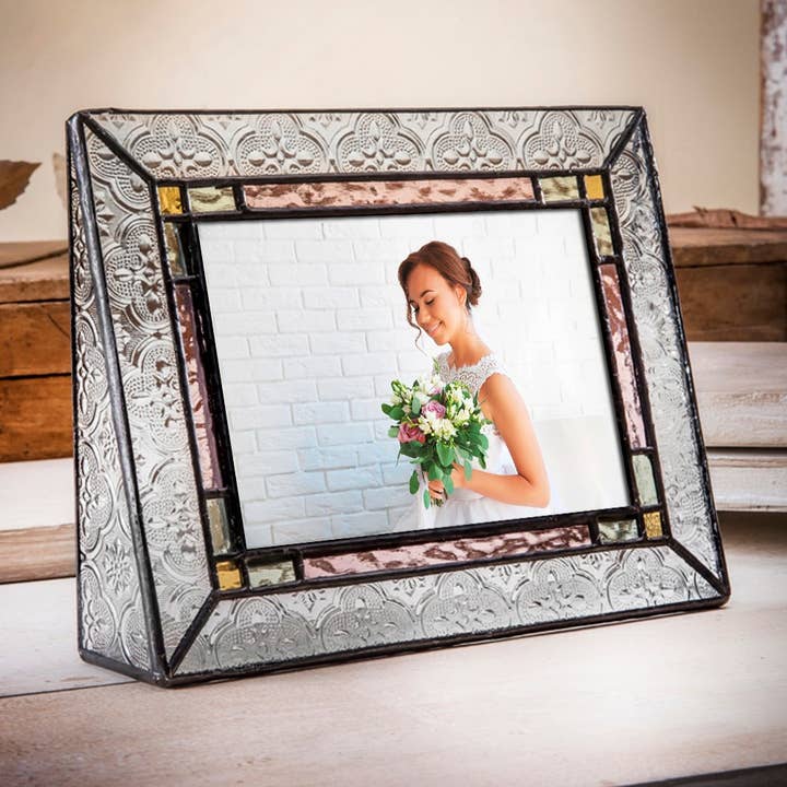 J Devlin Glass Art & Bert Anderson Collection - Wholesale Picture Frame - Stained Glass Wedding Picture Frame 8x10 5x7 4x6 By J Devlin