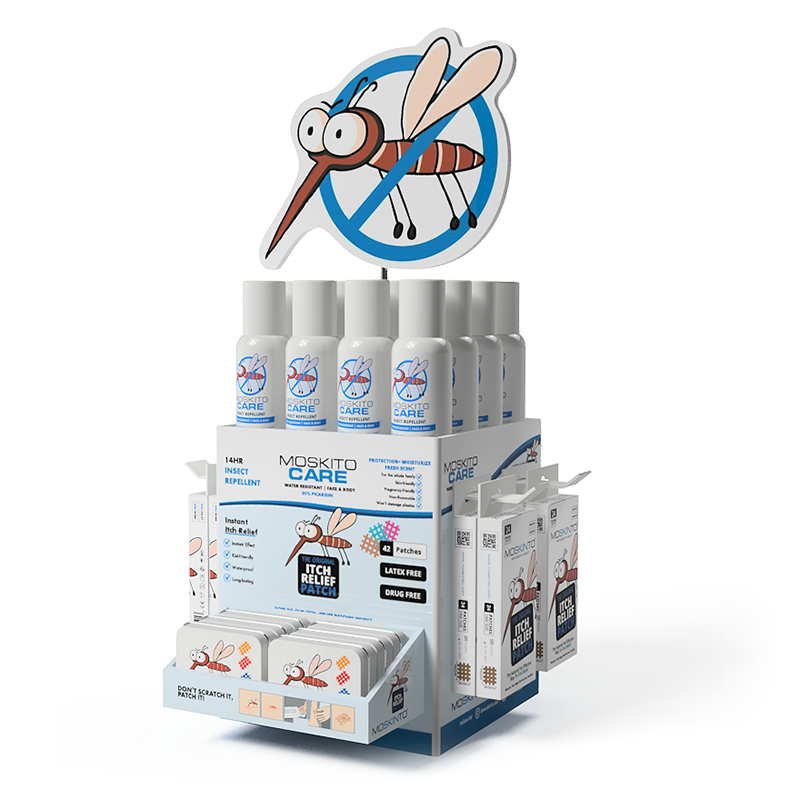 Moskinto: Original Itch-Relief Patch & 14hr Insect Repellent - Wholesale Insect Repellent - Moskinto HQ 68pc Counter Display2