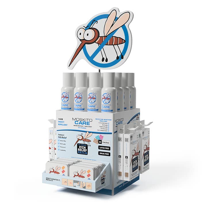 Moskinto: Original Itch-Relief Patch & 14hr Insect Repellent - Wholesale Insect Repellent - Moskinto HQ 68pc Counter Display2