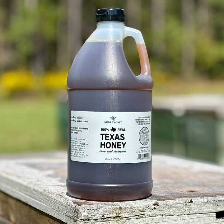 Texas Wildflower Honey 1/2 Gallon Jug for wholesale by Moore Honey